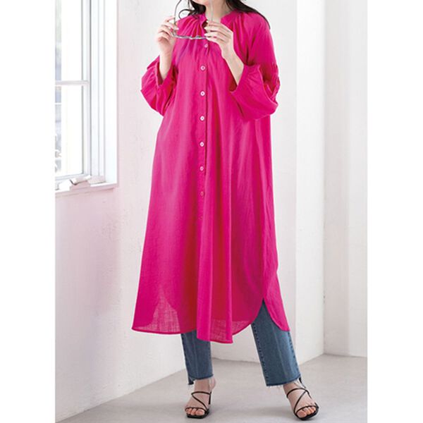 RANAN（ラナン）の「綿１００％袖タックチュニックワンピース（その他ワンピース）」｜詳細画像