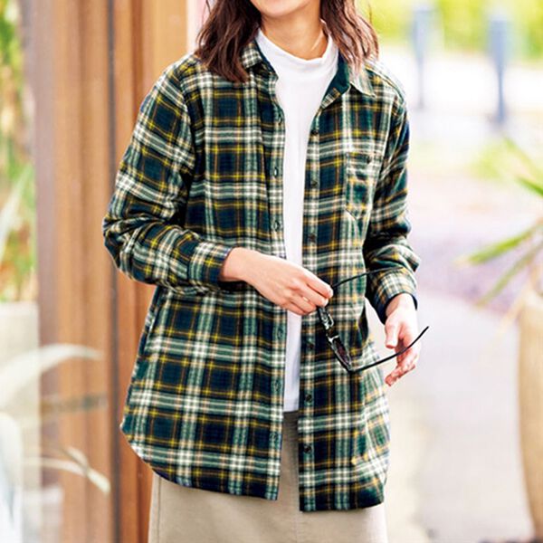 BELLUNA（ベルーナ）の「＜ミネトンカ＞裏フリースチェックシャツ（チュニック）」｜詳細画像