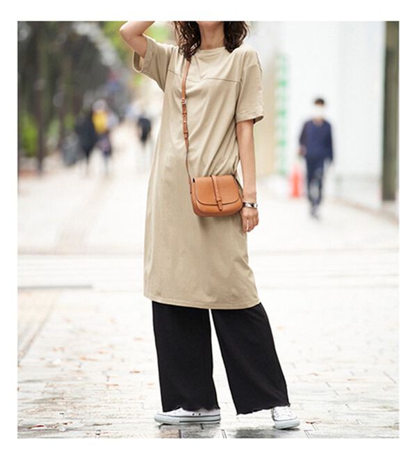 BELLUNA（ベルーナ）の「【楊柳イージーパンツ付】ひんやり！スリットデザインワンピース（カットソーワンピース）」｜詳細画像