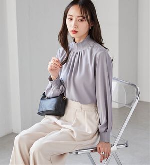 RANAN（ラナン）の「スカラップリブニット使いブラウス（ブラウス）」｜グレー