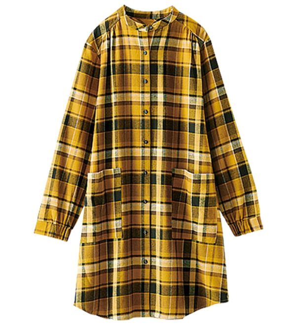 BELLUNA（ベルーナ）の「袖ゴム使いチェック柄シャツチュニック（チュニック）」｜詳細画像
