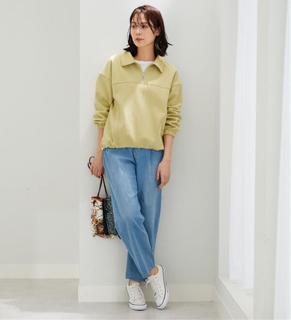 BELLUNA（ベルーナ）の「異素材使いハーフジッププルオーバー（カットソー）」｜詳細画像