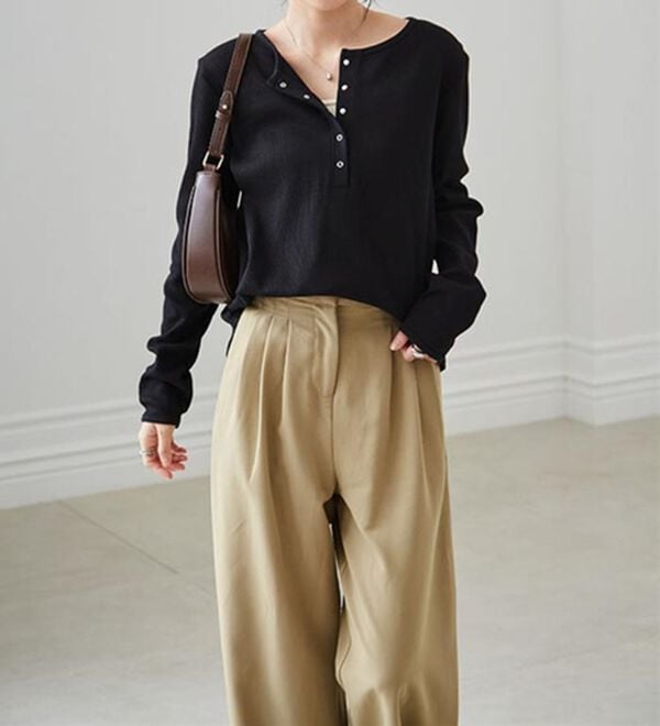 RANAN（ラナン）の「ヘンリーネックワッフルロンＴ（カットソー）」｜詳細画像