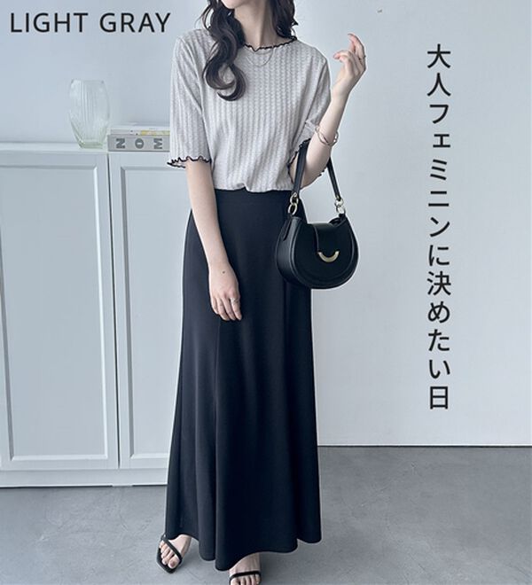 GeeRA（ジーラ）の「配色メロー５分袖表面感カットソー（カットソー）」｜詳細画像