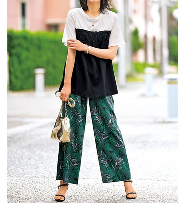 BELLUNA（ベルーナ）の「ゆったり快適プリントワイドパンツ（ワイドパンツ・ガウチョ）」｜詳細画像