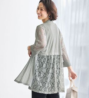 BELLUNA（ベルーナ）の「レースが映えるプリーツ使いカーディガン（その他カーディガン）」｜詳細画像