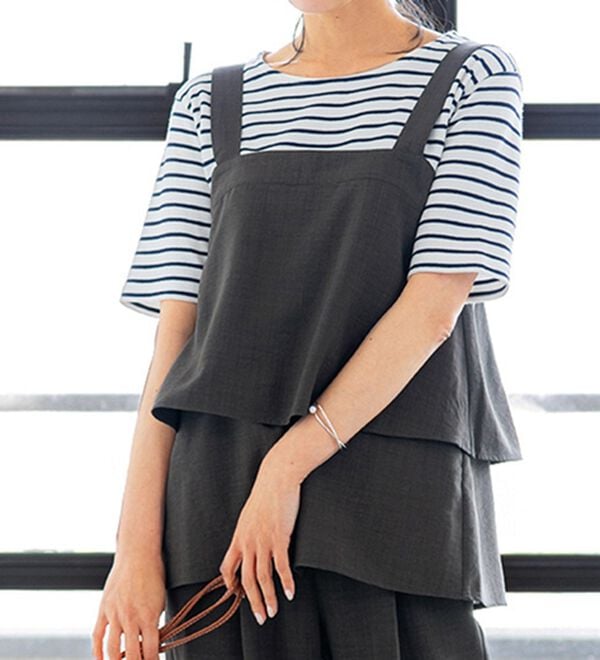 BELLUNA（ベルーナ）の「サラリ麻調素材ビスチェセットアップ（セットアップ）」｜詳細画像