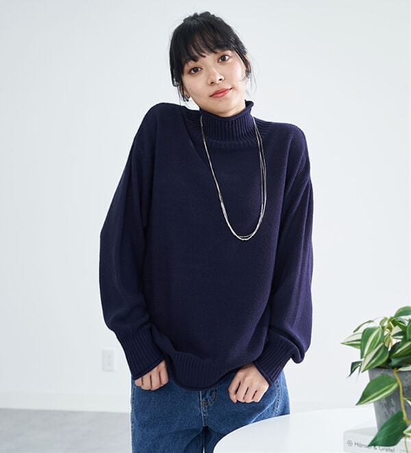 BELLUNA（ベルーナ）の「肌と仲良くなれる鹿のこ編ウォッシャブルニット（ニット・セーター）」｜詳細画像