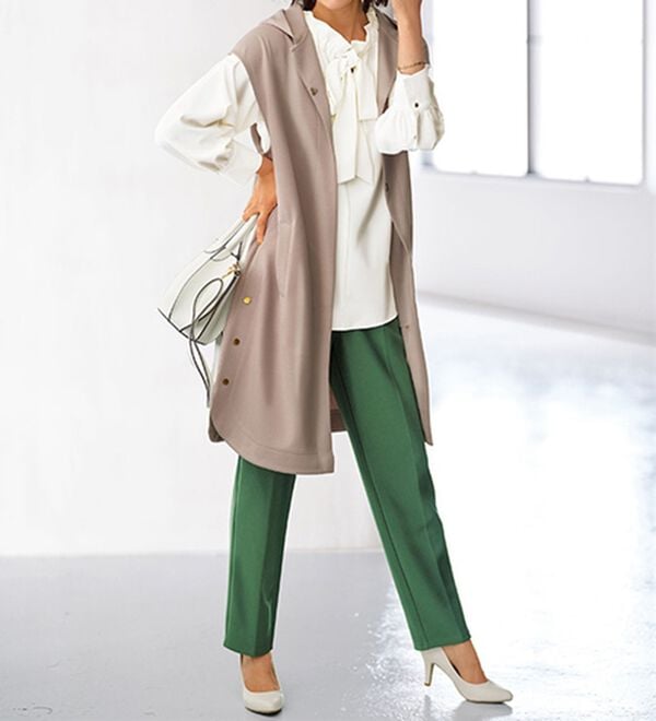 BELLUNA（ベルーナ）の「裏起毛ジョーゼット素材テーパードパンツ（テーパードパンツ）」｜詳細画像