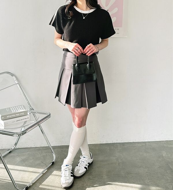 GeeRA（ジーラ）の「ふくれジャガード袖ラインＴシャツ（カットソー）」｜詳細画像