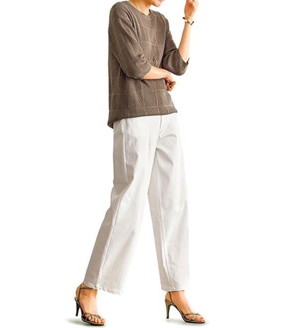 BELLUNA（ベルーナ）の「ヒンヤリ冷感！ライトオンスジーンズ（ワイドバギー）（ワイドパンツ・ガウチョ）」｜詳細画像