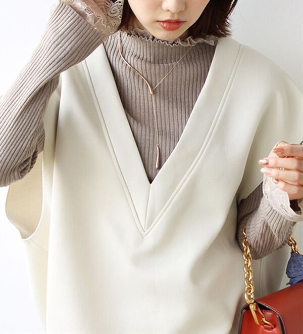 GeeRA（ジーラ）の「大人可愛い！レースが上品なハイネックニット（ニット・セーター）」｜詳細画像