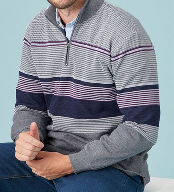 「＜コムルヴァン・オム＞新デザインマルチ配色ハーフジップ（メンズカットソー）」｜詳細画像