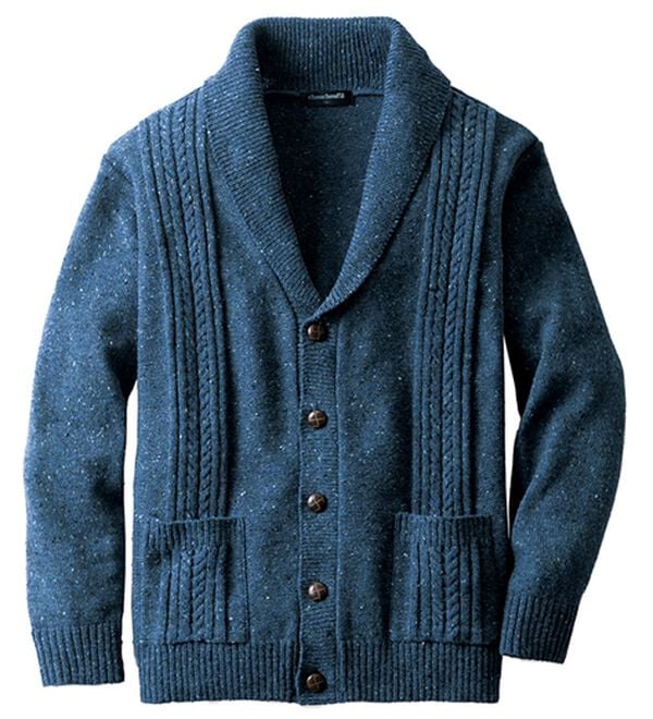 美品 ドルモア ショールカラーリブカーディガン アルパカ混 ロゴボタン ネイビー DRUMOHR ドルモア ショールカラー カーディガン ネイビー