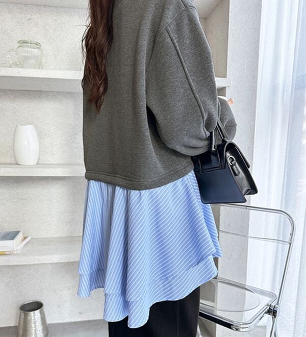 GeeRA（ジーラ）の「レイヤード風ペプラムスウェット（カットソー）」｜詳細画像