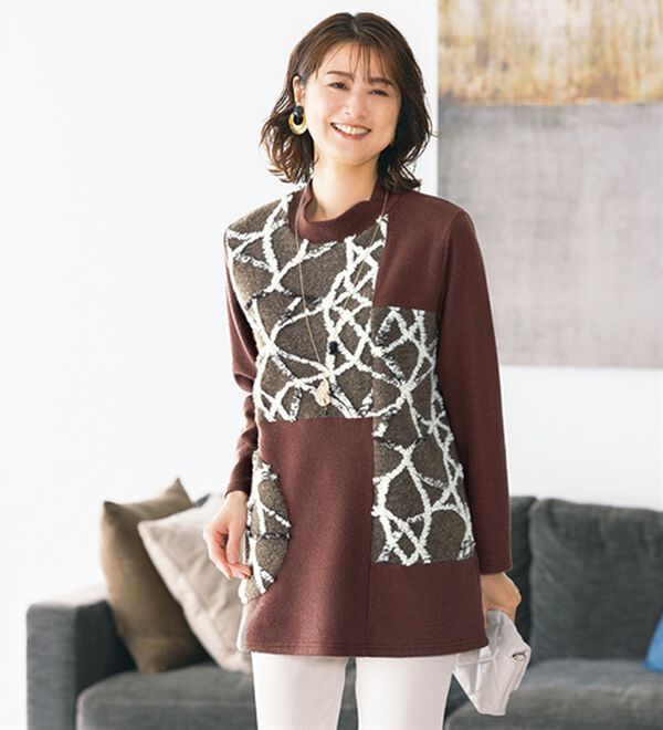ルフラン（ルフラン）の「【２色組】圧縮ジャカード暖かチュニック（チュニック）」｜詳細画像