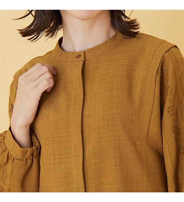 BELLUNA（ベルーナ）の「麻調素材袖刺しゅうデザインブラウス（ブラウス）」｜詳細画像