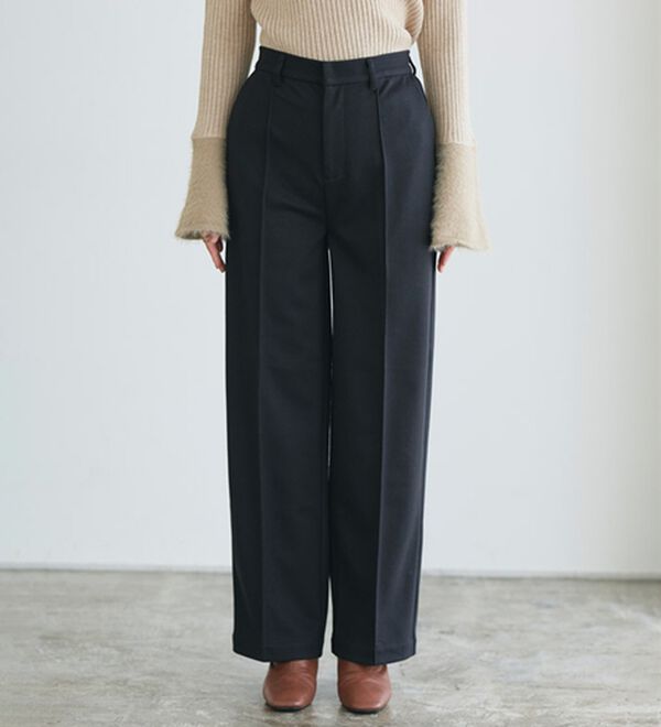 Pierrot（ピエロ）の「カシミヤタッチセミルーズストレートパンツ（フルレングスパンツ）」｜詳細画像