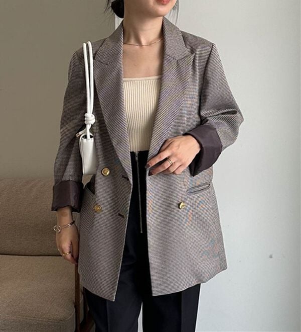 RANAN（ラナン）の「洗える！ゴールド調ボタンWテーラードジャケット（テーラードジャケット）」｜詳細画像