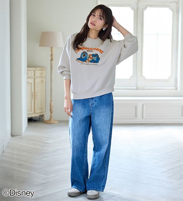 BELLUNA（ベルーナ）の「＜Ｄｉｓｎｅｙ＞【スティッチ】さがら刺しゅう裏起毛ゆったりトレーナー（トレーナー・スウェット）」｜詳細画像