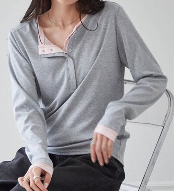 RANAN（ラナン）の「レイヤードヘンリーネックリブTシャツ（カットソー）」｜詳細画像