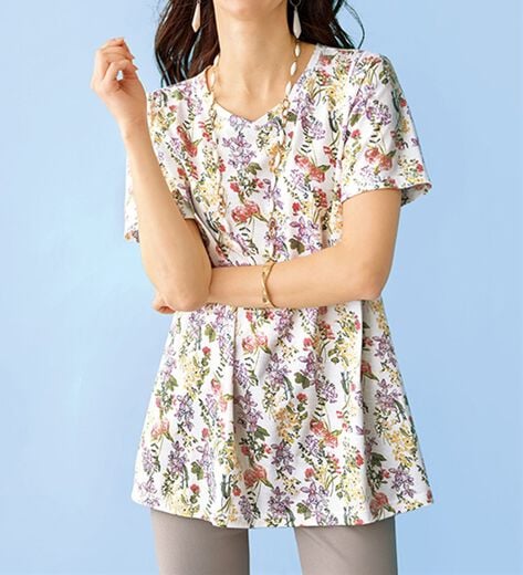 OLLEBOREBLA アルベロベロ チュニック 再織り風柄プリント ぶたさん