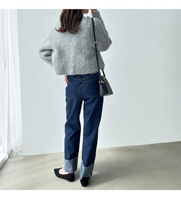 GeeRA（ジーラ）の「ワイドストレートロールアップデニムパンツ（フルレングスパンツ）」｜詳細画像