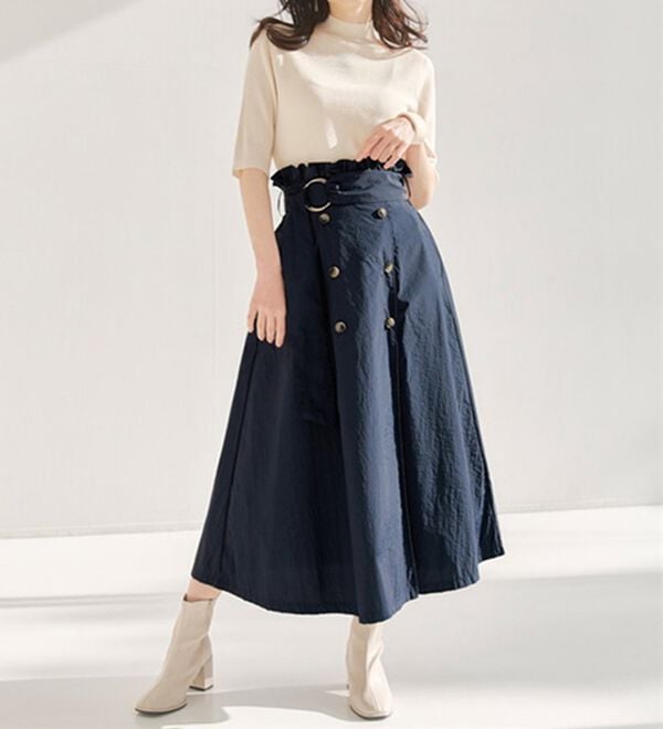 RANAN（ラナン）の「ナイロン素材トレンチフレアースカート（ロングスカート）」｜詳細画像