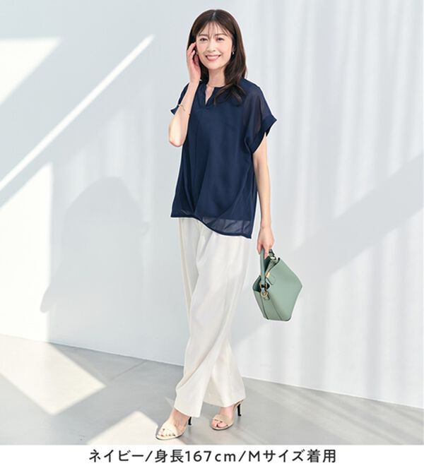 alotta（アロッタ）の「【接触冷感】裾タックふんわりブラウス（ブラウス）」｜詳細画像