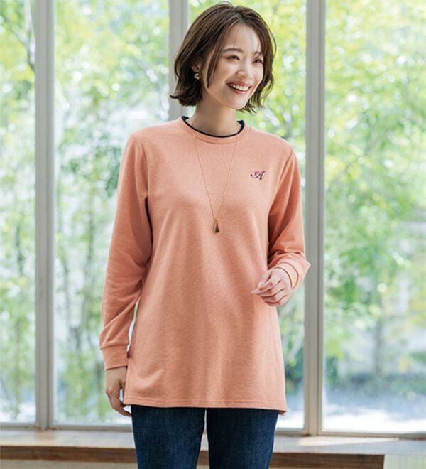 ルフラン（ルフラン）の「配色ロングプルオーバー（カットソー）」｜ローズ