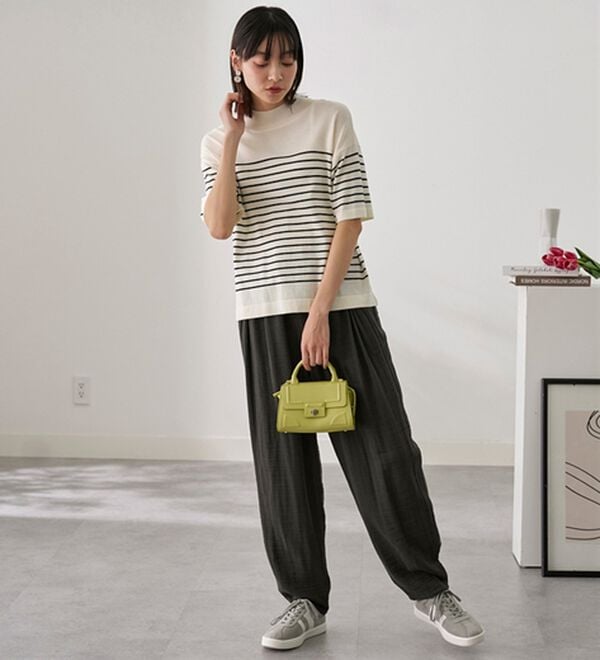 BELLUNA（ベルーナ）の「綿麻ダブルガーゼポッケギャザーパンツ（フルレングスパンツ）」｜詳細画像