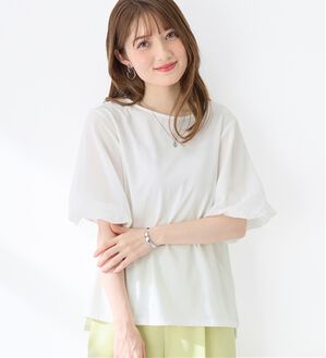 alotta（アロッタ）の「袖異素材バルーンＴシャツ（カットソー）」｜オフホワイト