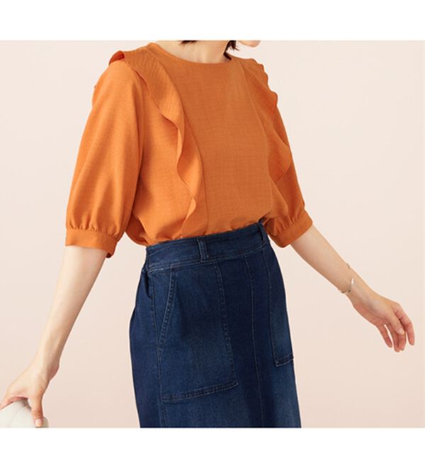 BELLUNA（ベルーナ）の「麻調合繊フリルデザインブラウス（ブラウス）」｜詳細画像