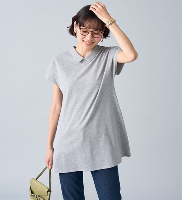 BELLUNA（ベルーナ）の「ヒンヤリ！綿１００％かのこポロチュニック（チュニック）」｜詳細画像