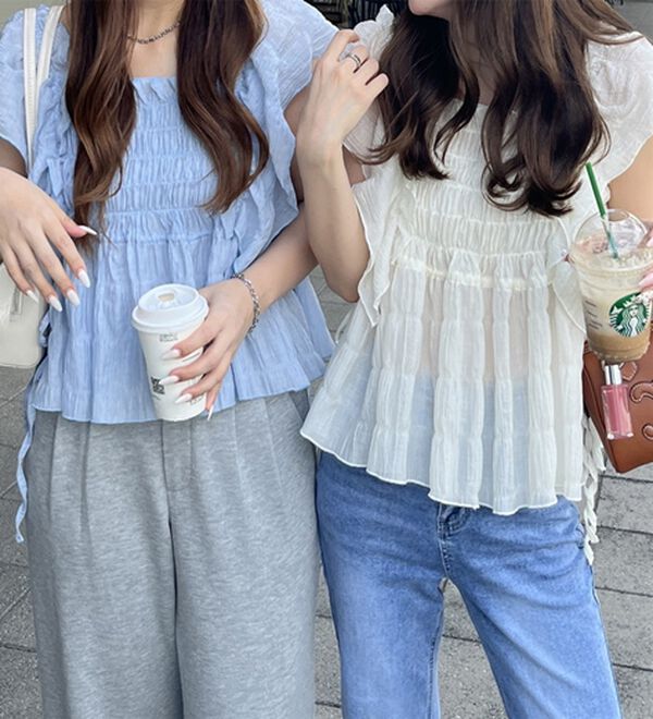 GeeRA（ジーラ）の「フリルシャーリングブラウス（ブラウス）」｜詳細画像