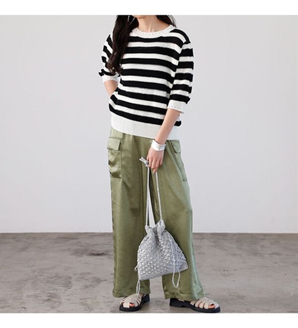 GeeRA（ジーラ）の「透かし編ボーダーサマーニット（ニット・セーター）」｜詳細画像