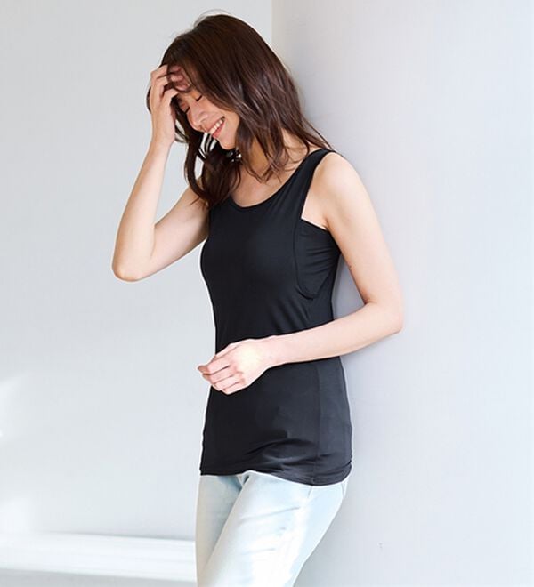 LAVIENNE（ラヴィエンヌ）の「【暑がりさん必見！】瞬間ひんやり冷感！カップ付タンクトップインナー＜さらりラボ＞（肌着・インナーウェア）」｜詳細画像