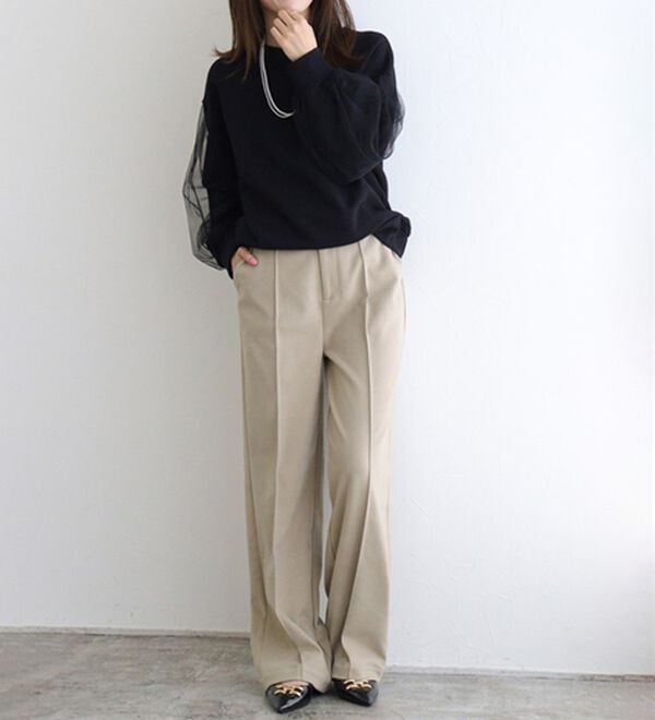 Pierrot（ピエロ）の「カシミヤタッチセミルーズストレートパンツ（フルレングスパンツ）」｜詳細画像