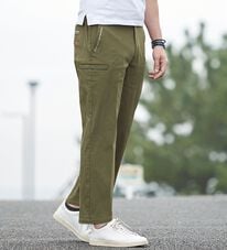 「【３本組】＜ダンロップ・リファインド＞すっきり大人のカーゴパンツ（メンズフルレングスパンツ）」