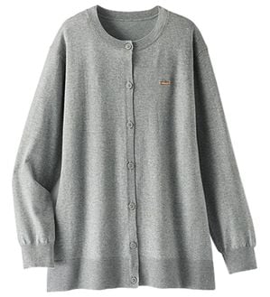 BELLUNA（ベルーナ）の「軽やか綿混！クルーネックカーディガン（ニットカーディガン）」｜杢グレー