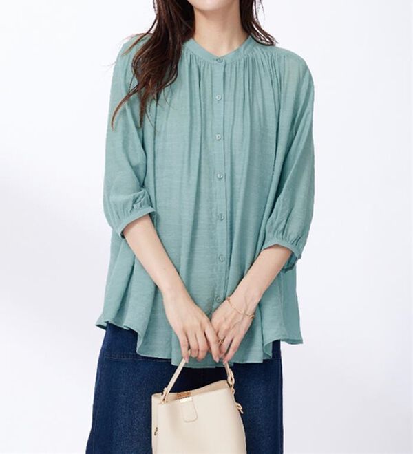 BELLUNA（ベルーナ）の「スラブ素材ギャザーデザインブラウス（ブラウス）」｜詳細画像