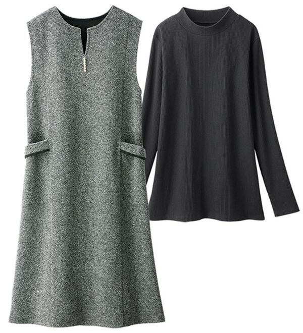 ルフラン（ルフラン）の「ツイード調ジャンパードレス＆トップスセット（ジャンパースカート）」｜詳細画像