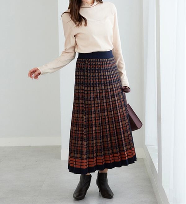 BELLUNA（ベルーナ）の「ジャカードニットプリーツスカート（ロングスカート）」｜詳細画像