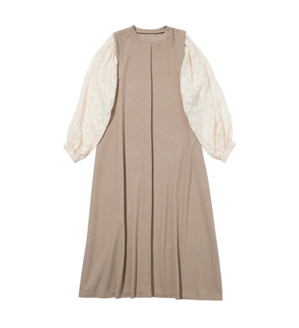 GeeRA（ジーラ）の「袖異素材カットソーワンピース（カットソーワンピース）」｜詳細画像