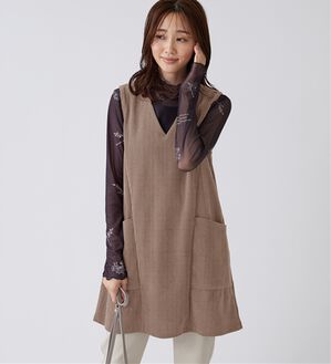 BELLUNA（ベルーナ）の「モールジャカード素材ジャンパースカート（ジャンパースカート）」｜モカ