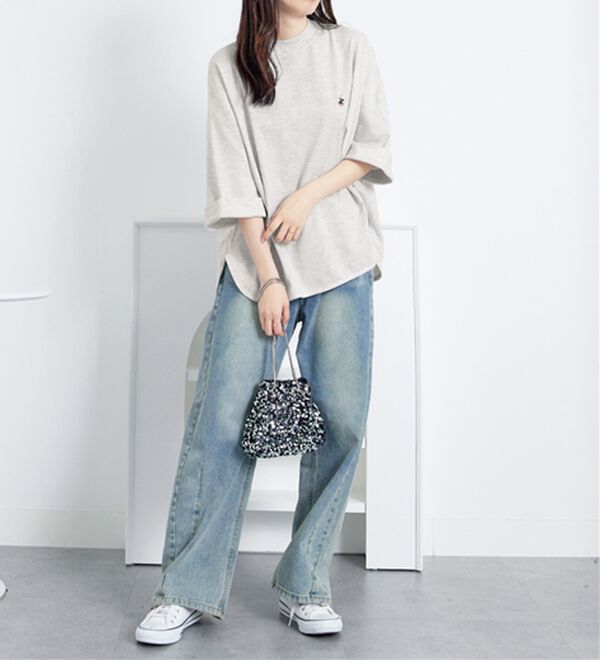 Viola e Viola（ヴィオラ エ ヴィオラ）の「【ビバリーヒルズポロクラブ】ミニ裏毛ロールアップワイドTシャツ（Tシャツ）」｜詳細画像