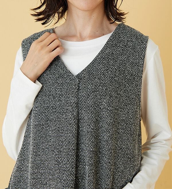 BELLUNA（ベルーナ）の「ツイード調タック使いジャンパースカート（チュニックワンピース）」｜詳細画像