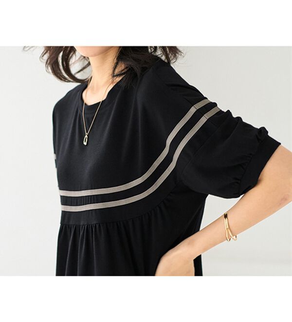 BELLUNA（ベルーナ）の「【Ｌａｇｒｉｌｕａ】配色ライン使いカットソーチュニック（チュニック）」｜詳細画像