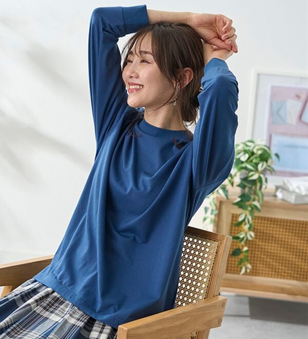 BELLUNA（ベルーナ）の「【選べる袖丈】＜エアリーアイスコットン＞オーバーサイズＴシャツ（カットソー）」｜詳細画像