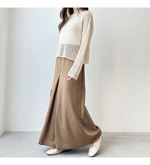 GeeRA（ジーラ）の「フロントタックスカート風ワイドパンツ（ワイドパンツ・ガウチョ）」｜詳細画像